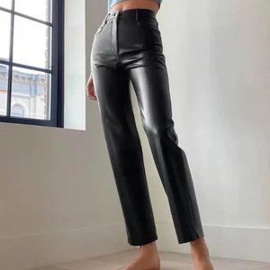 Aritzia Wilfred Melina Black Vegan Leather Pants